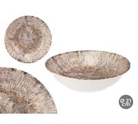 VESSIA Plato Hondo Porcelana Explosion Marrón 21cm, Pack de 24 unidades