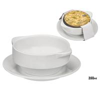 VESSIA Set de 24 Platos y Tazones de Consomé en Porcelana Blanca
