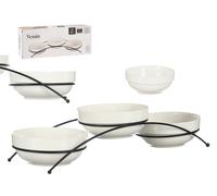 Vessia Set de 3 Boles de Porcelana Blanca con Soporte 350ml
