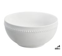 VESSIA Set de 4 Bol Puntos 600ml (Pack de 8 unidades) Blanco