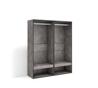 Vestidor abierto, ropa, zapatos, complementos, 120x35x145cm, dormitorio, habitación, armario, perchero, estilo moderno, cemento