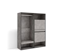 Vestidor abierto, ropa, zapatos, complementos, 120x35x145cm, dormitorio, habitación, zapatero, estilo moderno, cemento