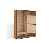 Vestidor abierto, ropa, zapatos, complementos, 120x35x145cm, dormitorio, habitación, zapatero, estilo moderno, roble