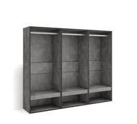 Vestidor abierto | ropa, zapatos, complementos | 180x145x35 cm | dormitorio, habitación | armario, perchero | estilo moderno | cemento