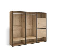 Vestidor abierto | ropa, zapatos, complementos | 180x145x35 cm | dormitorio, habitación | zapatero | estilo moderno | roble