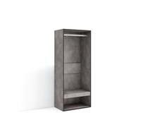 Vestidor abierto, ropa, zapatos, complementos, 60x35x145cm, dormitorio, habitación, armario, perchero, estilo moderno, cemento