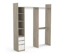 Vestidor abierto swing con 3 cajones en color roble y blanco 218 cm