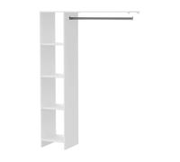 Vestidor de pared barbara para dormitorio con 4 estantes y barra colgadora en blanco mate 123x180x40 cm 40 cm