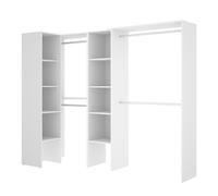 Vestidor Esquinero Blanco con Estantes y Barras de Colgar - Dekit