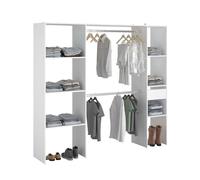 Miroytengo Vestidor Modular Abierto Custom para Dormitorio en Color Blanco Incluye Modulo B + C con 6 Estantes, 1 Cajón y 2 Barra 198x180 cm White - modules b + c Modules b + c
