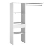 Vestidor modular abierto custom para dormitorio en color blanco incluye modulo d con 3 estantes, 1 cajón y barra 160x180 cm