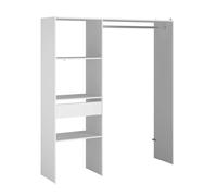 Miroytengo Vestidor Modular Abierto Custom para Dormitorio en Color Blanco Incluye Modulo D + E con 3 Estantes, 1 Cajón y Barra 162x180 cm White - module d + e D + e module