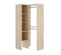 Vestidor rinconero suit 4 estantes+2 barras para colgar natural