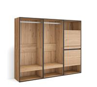 Skraut Home, Vestidor abierto y zapatero, para ropa, complementos y capacidad para 10 pares de zapatos, 180x35x145cm, Varios colores disponibles Oak