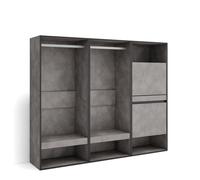 Skraut Home, Vestidor abierto y zapatero, para ropa, complementos y capacidad para 10 pares de zapatos, 180x35x145cm, Varios colores disponibles Cement