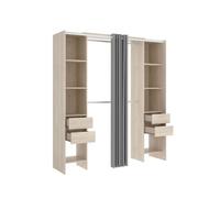 Vestidor suit 4 cajones + 2 barras + 8 compartimentos natural 205x180x50 cm