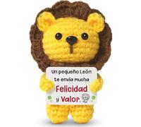 Vetbuosa Regalo Positivo para Mujer, Regalos Amigas Originales - León de Ganchillo con Mensaje Positivo, Ideal para Cumpleaños, Aniversario o Navidad, Regalo Original Amiga
