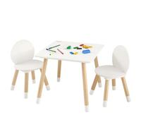VEVOR 1 Mesa Infantil con 2 Sillas 500x500x437 mm y 282x282x480 mm Conjunto de Muebles Infantiles Bandeja Fácil de Limpiar para Estudiar Comer Jugar Leer Guardería Dormitorio Infantil de 2 a 8 Años