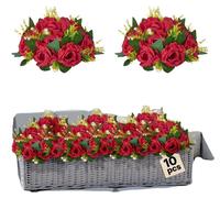 VEVOR, 10 flores artificiales, 240 x 240 x 120 mm, esferas de flores artificiales, arreglos florales artificiales, ramo de rosas de seda para centros de mesa de bodas, decoración de mesas para el hoga