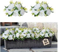 VEVOR, 10 flores artificiales, arreglo floral en forma de esfera, 240 x 240 x 120 mm, decoración de mesa para bodas, rosas de seda para decoración de mesas de boda y mesas en el hogar, color blanco