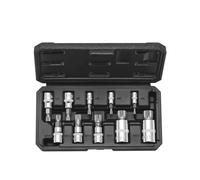 VEVOR 10 PCS Juego de Dados con Punta Estriada de Triple Estría Cuadrada XZN, M4 - M18, Acero Cr-V, Juego de Vasos con Impulsión de 1/4", 3/8" y 1/2", Estuche de Almacenamiento, para Uso Manual