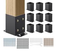 VEVOR 10 Piezas Soportes para Postes de Madera 4" x 4"(102x102 mm) Base Interna de Poste de Acero al Carbono para Anclaje de Poste con Recubrimiento en Polvo para Barandilla de Soporte, Terraza, Negro