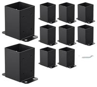 VEVOR, 10 unidades de fundas para postes de 4x4, dimensiones internas de 91,44 x 91,44 mm, soportes para postes, fundas para el suelo fabricadas en acero al carbono, soportes para postes de madera par