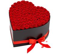 VEVOR, 100 rosas eternas en forma de corazón, caja con ramo de flores conservadas, caja de regalo de flores para su esposa, madres, parejas, para bodas, Día de la Madre, San Valentín, Navidad, color r