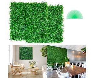 VEVOR 12 paneles artificiales de boj de 10.0 x 10.0 in, tapete de pared de seto de boj, pared de fondo de césped artificial, pantalla de cobertura de privacidad con protección UV para valla de jardín