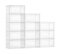 VEVOR 12 PCS Cajas para Zapatos, Cajas Apilables Transparentes con Puerta Magnética, Aptas hasta la Talla 13 de EE. UU., Contenedores de Plástico para Tacones Altos, Botas, Blanco Transparente