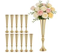 VEVOR, 12 unidades de jarrones de boda, centros de mesa para flores, jarrones de 55 cm de altura, centros de mesa metálicos con soportes para flores, jarrones tipo trompeta para decoración de mesas en