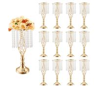 VEVOR, 12 unidades, soporte para flores de cristal de 49 cm de altura, ideal para bodas. Jarra de metal para arreglos florales de boda, soporte dorado para flores, perfecto para mesas, banquetes de bo