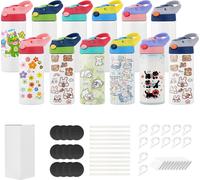 VEVOR - 12 vasos para sublimación (355 ml), vasos de acero inoxidable en blanco con tapas (multicolor), pajitas y asas, botellas térmicas de doble pared para proyectos de bricolaje y regalos