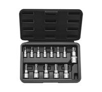 VEVOR 13 PCS Juego de Vasos con Punta TORX, Estrella T8 - T60, Acero de Aleación S2 y Acero Cr-V, Impulsores de 1/4", 3/8" y 1/2", con Estuche de Almacenamiento, para Manual Reparación de Automóviles