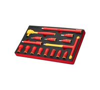 VEVOR 16 PCS 1000 V Juego de Vasos Aislados con Llaves de Vaso Aisladas, Llave con Mango en T Aislada, Trinquete de Accionamiento, Extensiones, para Reparación de Electricistas, Uso Doméstico