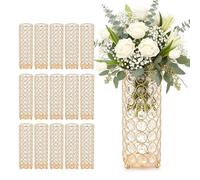 VEVOR Jarrones Decorativos, Paquete de 16 Piezas, Floreros Cilíndricos de Cristal, Altura de 26 cm, Centros de Mesa para Boda, Diseño Moderno, Decoración para Banquete Ceremonia Fiesta Recepción Hogar