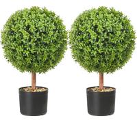 VEVOR, 2 bolas de boj artificial, diámetro 40,6 cm, decoración para jardín. Boj en maceta, bola artificial. Planta artificial de boj hecha de PE, madera y PP. Incluye 4 mariposas decorativas y 10 hoja