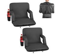 VEVOR 2 Cojines para Asientos de Estadio, con 6 Ángulos Ajustables, con Reposabrazos, Respaldo y Portavasos, Asiento de Grada para Picnics, Playa, Deportes y Juegos, 550 x 635 x 460 mm, Negro