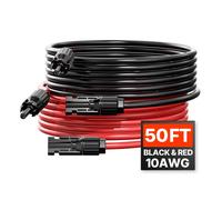 VEVOR 2 PCS Cable de Extensión para Panel Solar de 15,24 m, 6mm²/10 AWG, Negro y Rojo