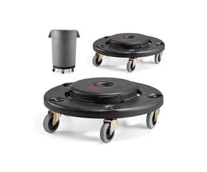 VEVOR 2 PCS Carrito de Bote de Basura, Base Redonda con Ruedas para Basura con 4 Ruedas Bloqueables, Capacidad de Peso de 227 kg, Carro para Barril Resistente, Carrito Rodante Multiuso, Negro