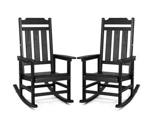 VEVOR 2 PCS de Mecedora de Porche Hips de 87 x 71 x 110 cm para Exterior, Mecedora al Aire Libre con Respaldo Alto, Reposabrazos Suaves, Capacidad de Peso de 181,44 kg para Jardín, Balcón, Negro