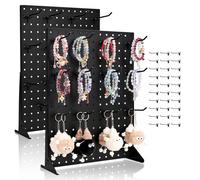VEVOR 2 PCS Expositor de Tablero Perforado de 440 x 330 x 114 mm con 30 Ganchos, Expositor Vertical de Escritorio de Acero Laminado en Frío Grueso para Supermercados, Tiendas y Joyerías, Negro