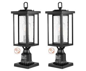 VEVOR 2 PCS Farolas Exteriores de Anochecer al Amanecer, 450 mm, Resistentes al Agua con Base de Montaje en Pilar de 9 cm, Pantalla de Vidrio Farola Exterior a Prueba de Rayos para Patio, Jardín