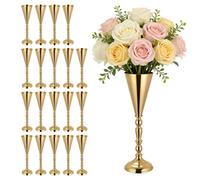 VEVOR Jarrones Decorativos, Paquete de 20 Piezas, Floreros de Trompeta de Metal Dorados, Altura de 43 cm, Centro de Mesa para Boda, Estilo Elegante, Decoración para Banquete Ceremonia Fiesta Recepción