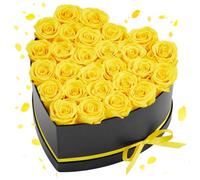 VEVOR 27 Rosas Eternas en Caja con Forma de Corazón, Ramo de Flores Preservadas, para tu Esposa, Madre, Pareja, para Boda, Día de la Madre, San Valentín, Navidad, Amarillo, 233 x 223 x 145 mm