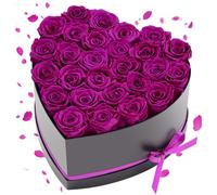 VEVOR 27 Rosas Eternas en Caja con Forma de Corazón, Ramo de Flores Preservadas, Regalo para Esposa, Madre, Pareja, Boda, Día de la Madre, San Valentín, Navidad, Morado Oscuro, 223 x 231 x 140 mm