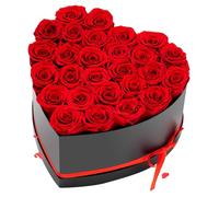 VEVOR, 27 rosas eternas en forma de corazón, caja con ramo de flores conservadas, caja de regalo de flores para esposas, madres, parejas, para bodas, Día de la Madre, San Valentín, Navidad, color rojo