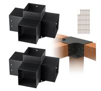 VEVOR 2PCS Kit de Soporte de Pérgola 6"x6" (15x15 cm) Soporte para Postes de Maderas 2 Soportes de Esquina de 4 Vías Postes de Madera Hardware de Bricolaje para Cenadores, Pérgolas de Patio, Cabañas