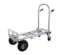 VEVOR 3 en 1 Carretilla de Mano Plegable 350 kg, con Ruedas, Carro de Transporte Apilable Manipulación Manual de Servicio Pesado, Fácil de Operar, Capacidad de Carga de 350 kg, Color Plata