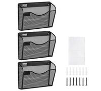 VEVOR 3 PCS de Estantes de Pared de Malla Metálica para Archivos de 1 Capa Carpeta de Almacenamiento de Documentos y Papel, Estante de Pared de Archivos con Etiqueta con Nombre para Oficina, Escuela